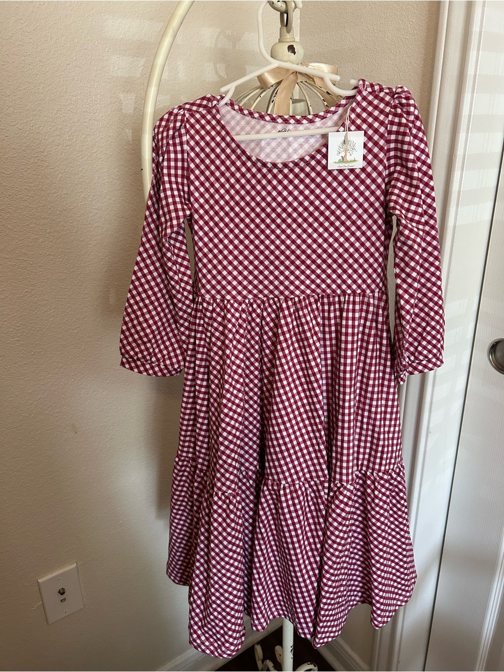Cranberry Gingham Novella Dress